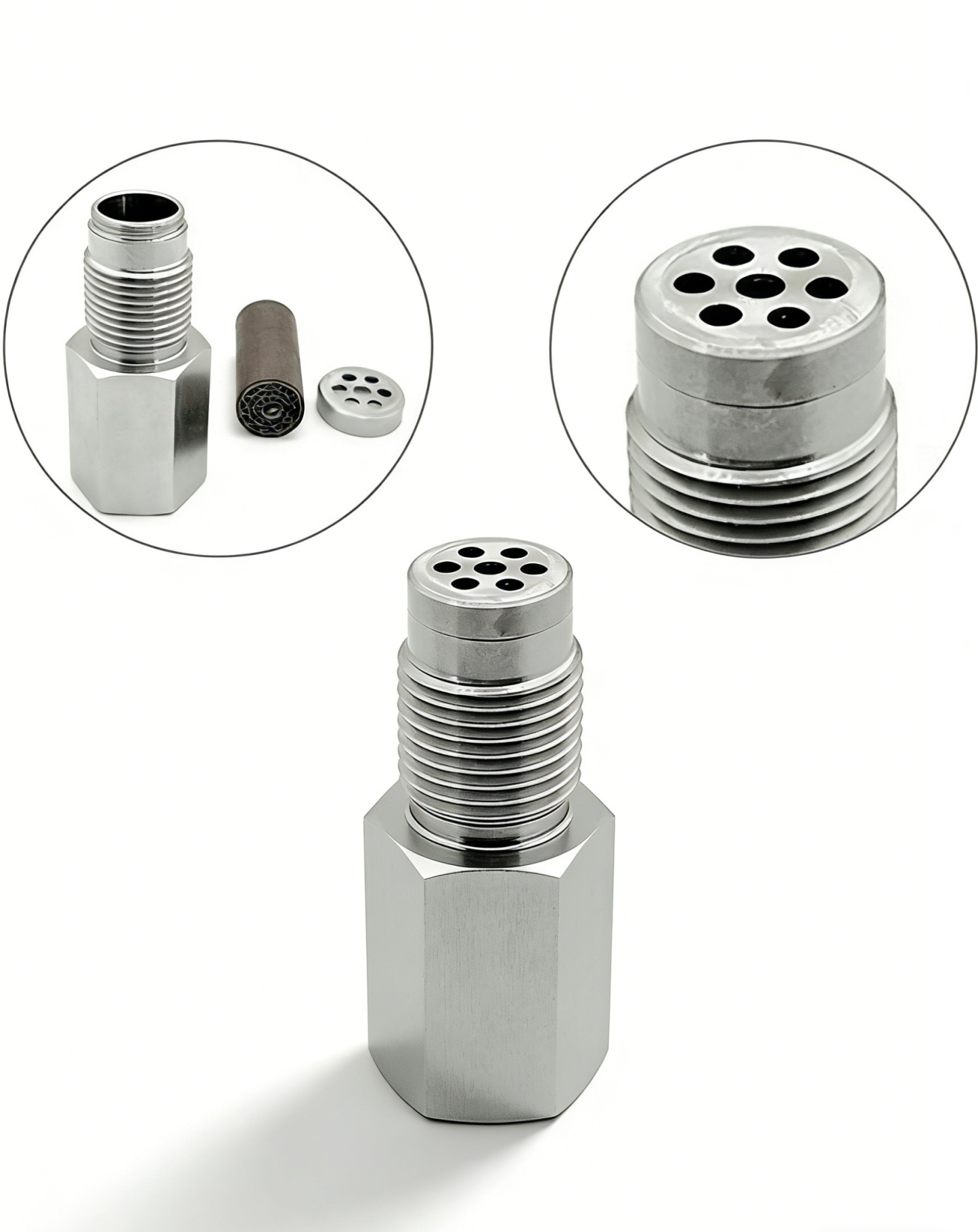 Penyambung Sensor Oksigen Stainless Steel dengan Mini Catalytic Converter | Selesaikan Masalah Lampu Engine Menyala & Kereta Semput | Aksesori Ekzos Kereta Tahan Karat