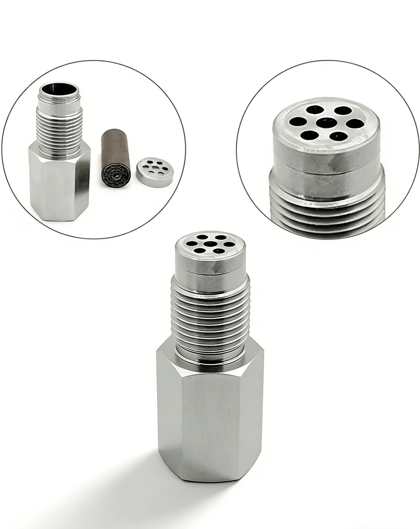 Penyambung Sensor Oksigen Stainless Steel dengan Mini Catalytic Converter | Selesaikan Masalah Lampu Engine Menyala & Kereta Semput | Aksesori Ekzos Kereta Tahan Karat