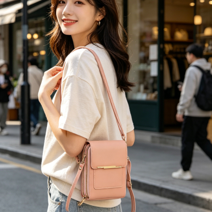 Multi-Functional Touchscreen Zipper Pouch | 3-in-1 Phone Purse & Cardholder | Anti-Theft Crossbody Bag | Premium Vegan Leather