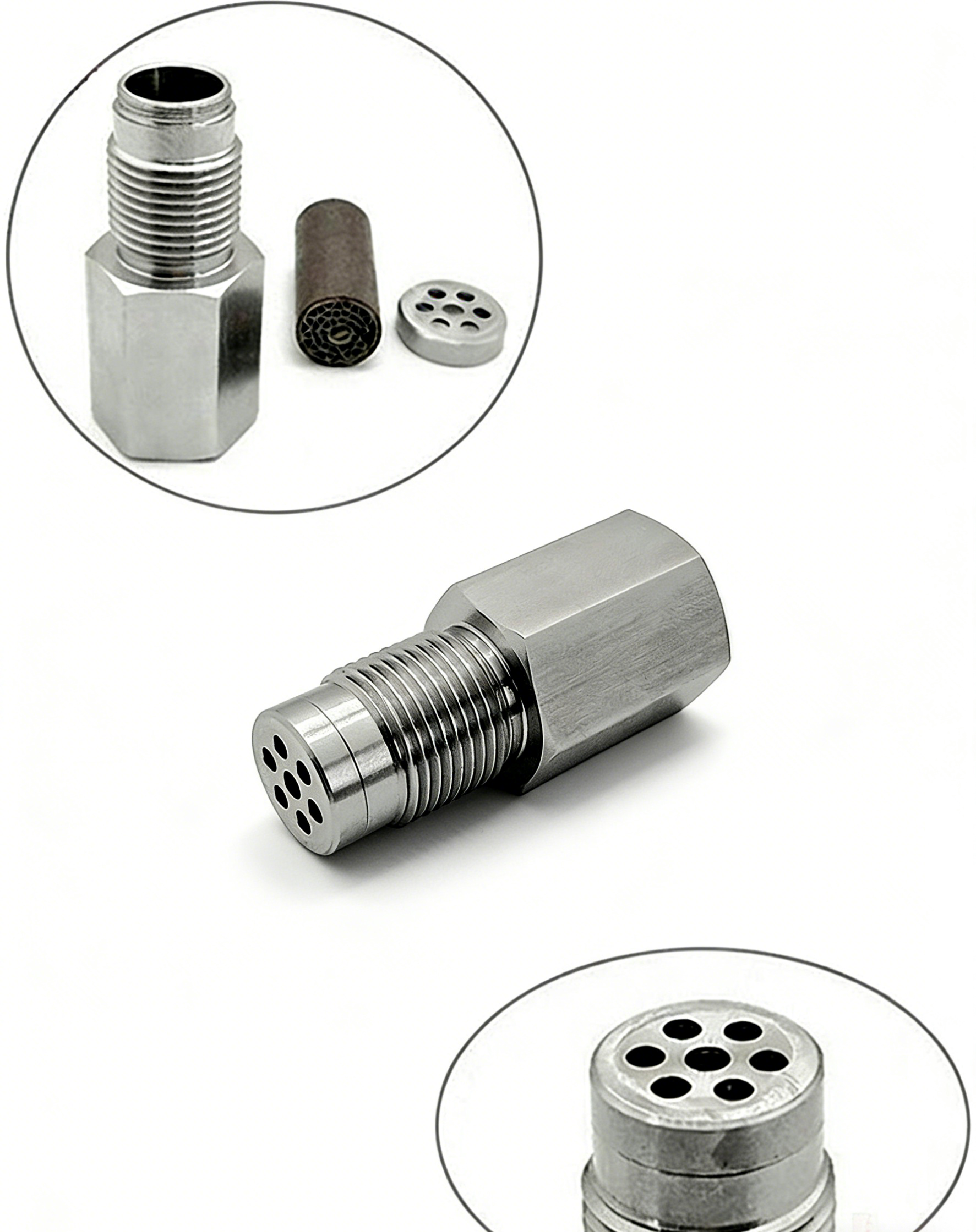 Penyambung Sensor Oksigen Stainless Steel dengan Mini Catalytic Converter | Selesaikan Masalah Lampu Engine Menyala & Kereta Semput | Aksesori Ekzos Kereta Tahan Karat