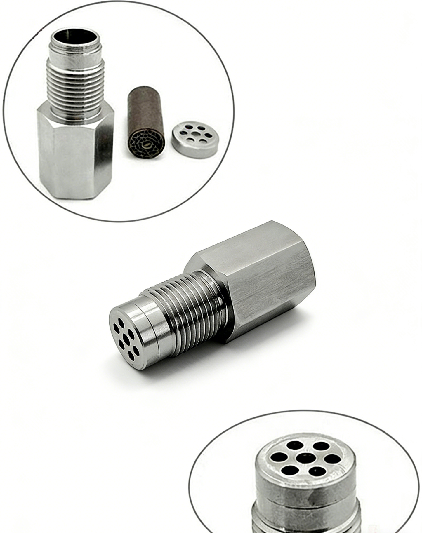 Penyambung Sensor Oksigen Stainless Steel dengan Mini Catalytic Converter | Selesaikan Masalah Lampu Engine Menyala & Kereta Semput | Aksesori Ekzos Kereta Tahan Karat