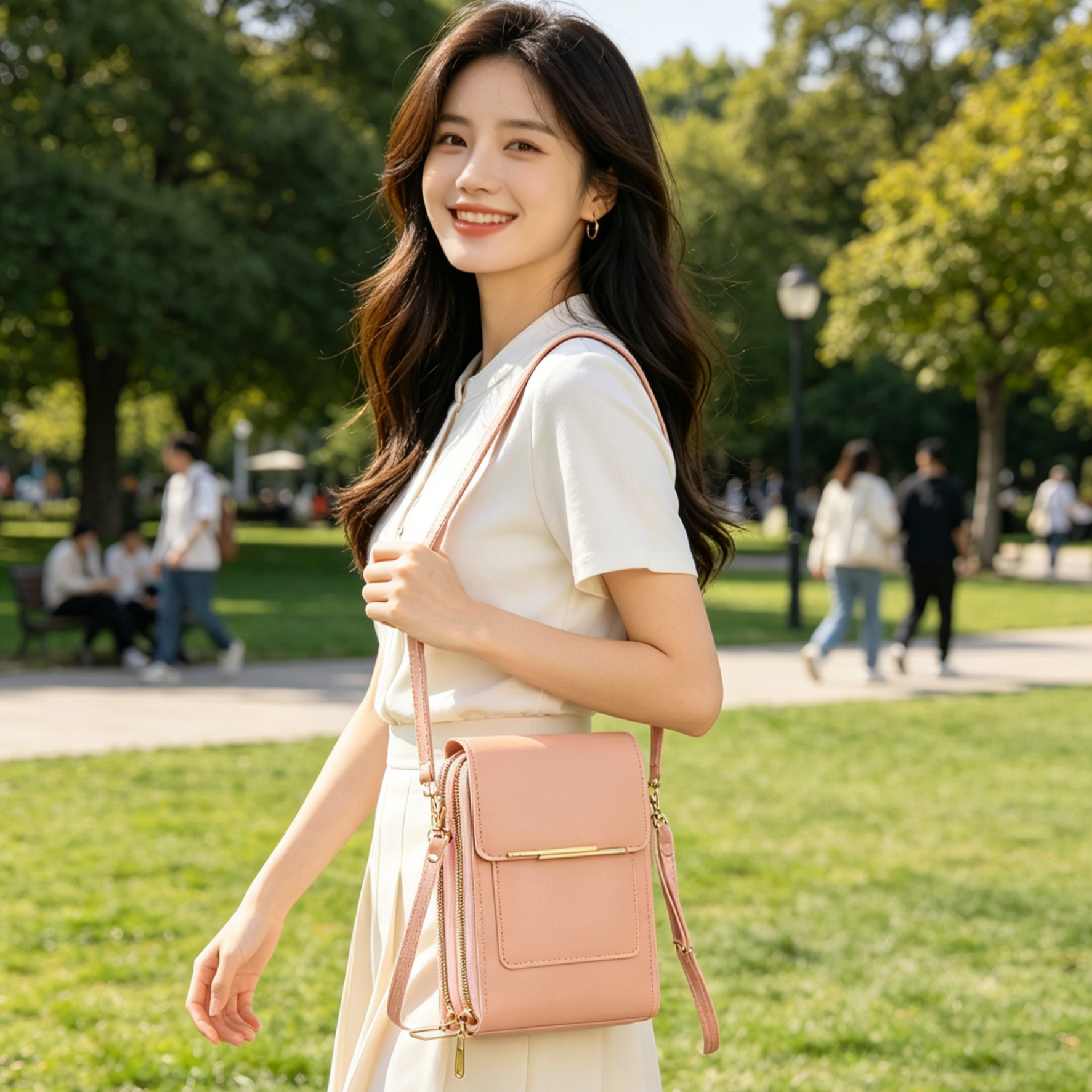 Multi-Functional Touchscreen Zipper Pouch | 3-in-1 Phone Purse & Cardholder | Anti-Theft Crossbody Bag | Premium Vegan Leather