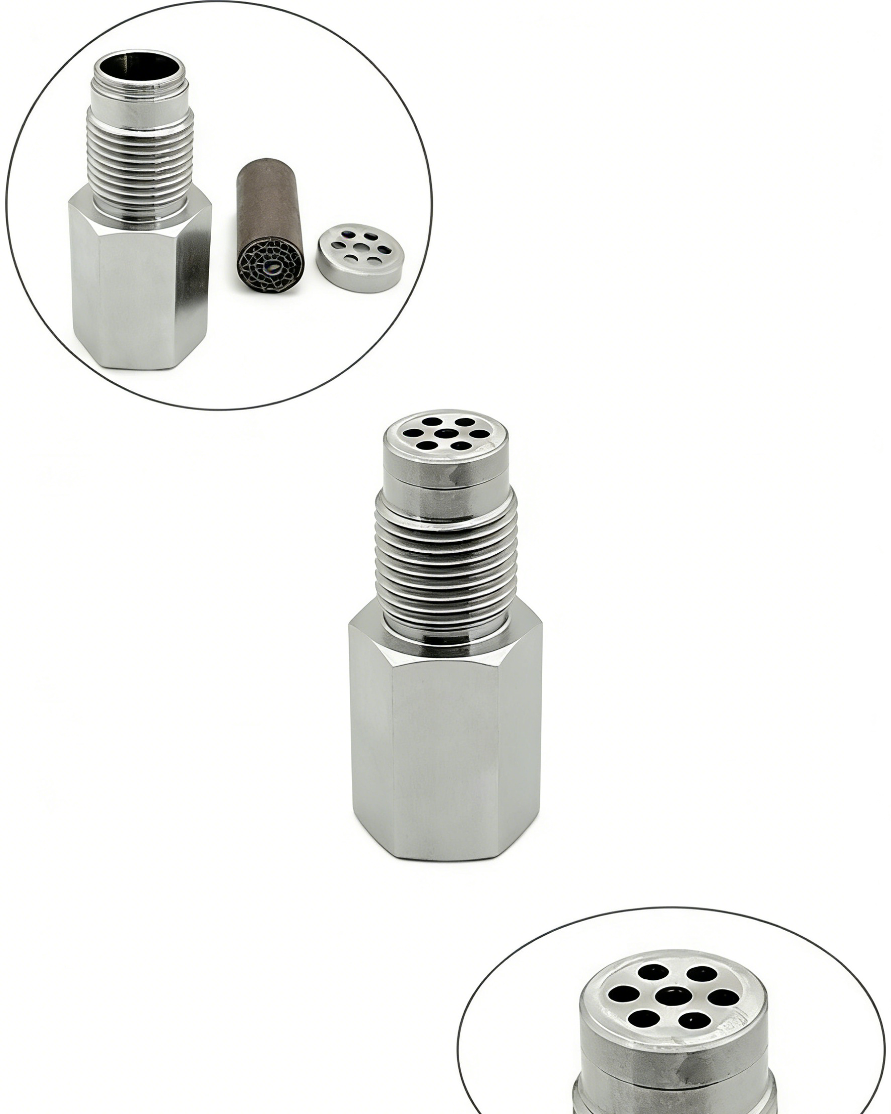 Penyambung Sensor Oksigen Stainless Steel dengan Mini Catalytic Converter | Selesaikan Masalah Lampu Engine Menyala & Kereta Semput | Aksesori Ekzos Kereta Tahan Karat