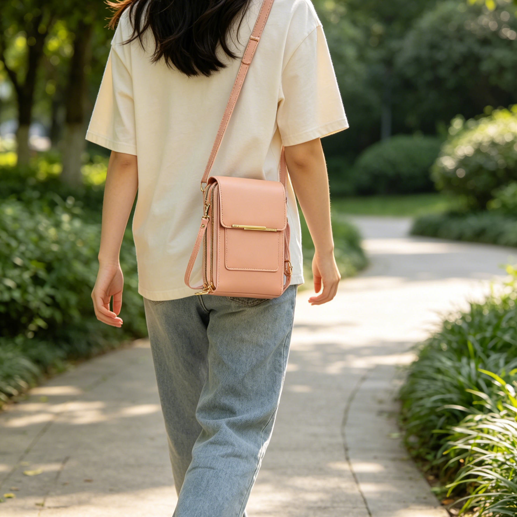 Multi-Functional Touchscreen Zipper Pouch | 3-in-1 Phone Purse & Cardholder | Anti-Theft Crossbody Bag | Premium Vegan Leather