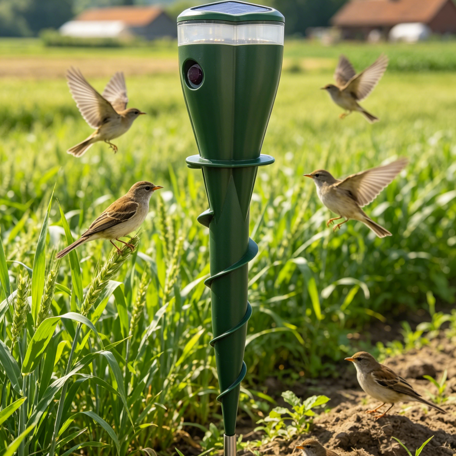 Solar Ultrasonic Repeller | Bird Deterrent Spike | Electronic Rodent Control | Gopher Chase Spike | Outdoor Pest Repeller | Solar Powered Bird Scarer | Farm Crop Protector