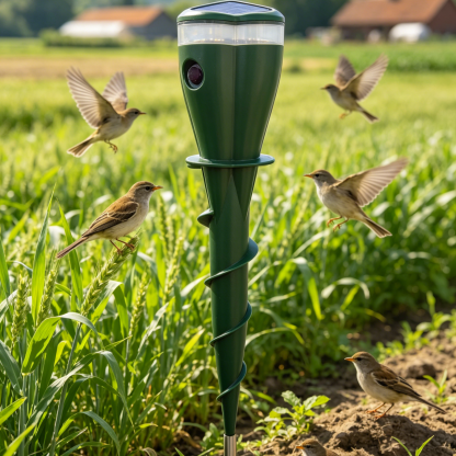 Solar Ultrasonic Repeller | Bird Deterrent Spike | Electronic Rodent Control | Gopher Chase Spike | Outdoor Pest Repeller | Solar Powered Bird Scarer | Farm Crop Protector