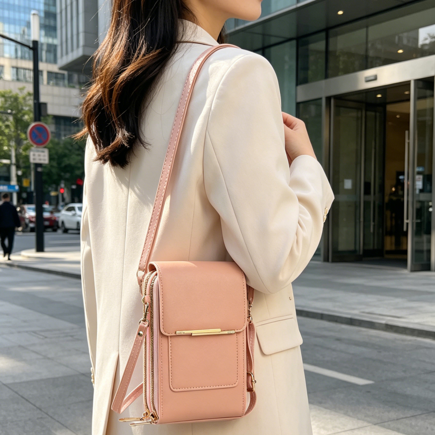 Multi-Functional Touchscreen Zipper Pouch | 3-in-1 Phone Purse & Cardholder | Anti-Theft Crossbody Bag | Premium Vegan Leather