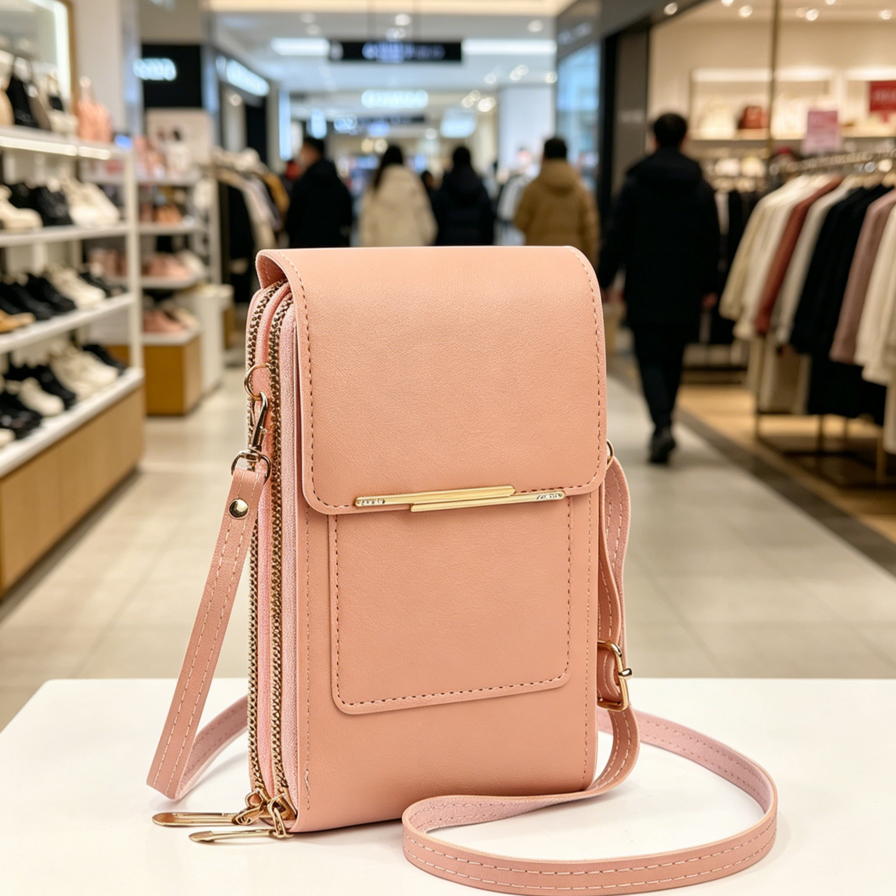 Multi-Functional Touchscreen Zipper Pouch | 3-in-1 Phone Purse & Cardholder | Anti-Theft Crossbody Bag | Premium Vegan Leather