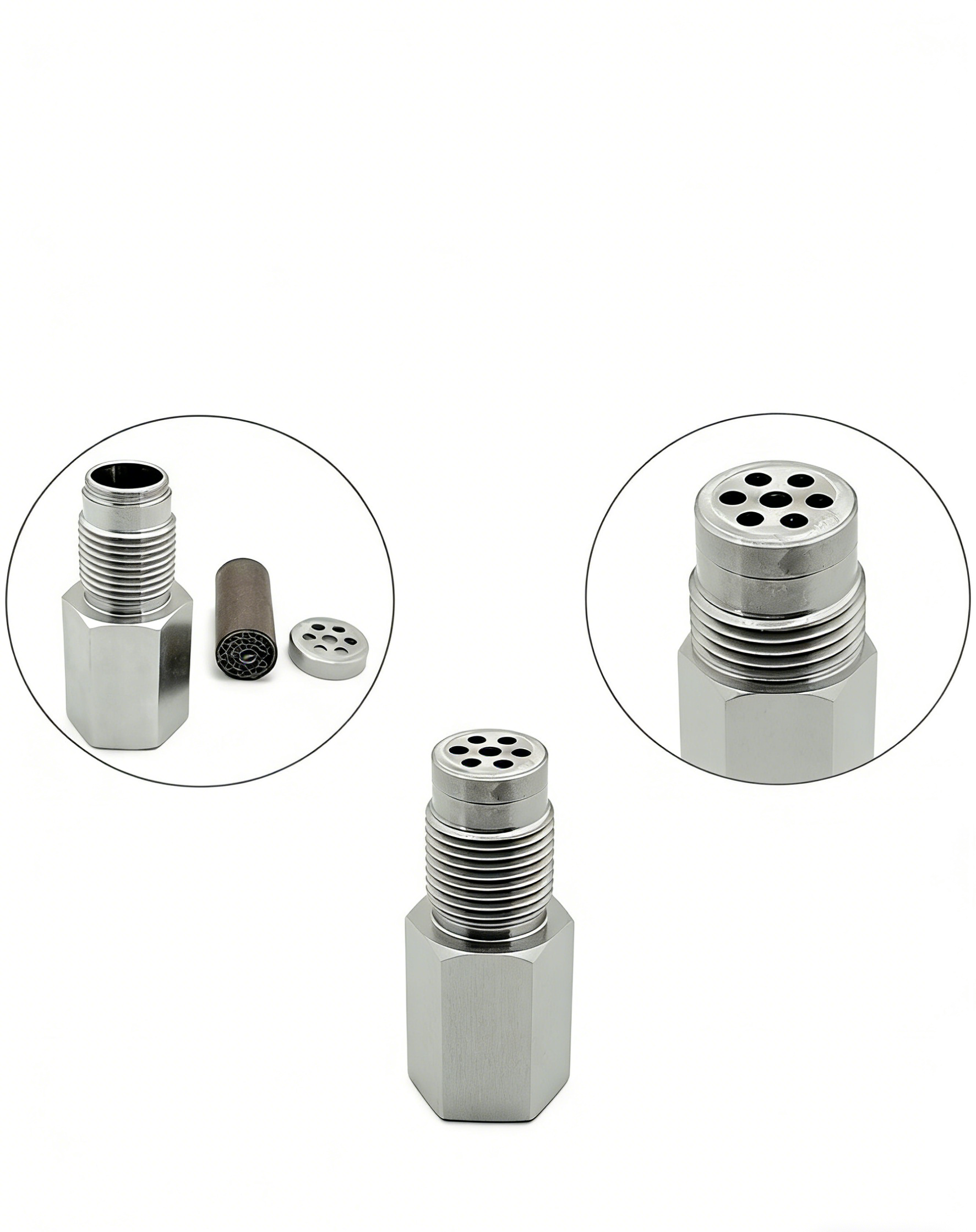 Penyambung Sensor Oksigen Stainless Steel dengan Mini Catalytic Converter | Selesaikan Masalah Lampu Engine Menyala & Kereta Semput | Aksesori Ekzos Kereta Tahan Karat