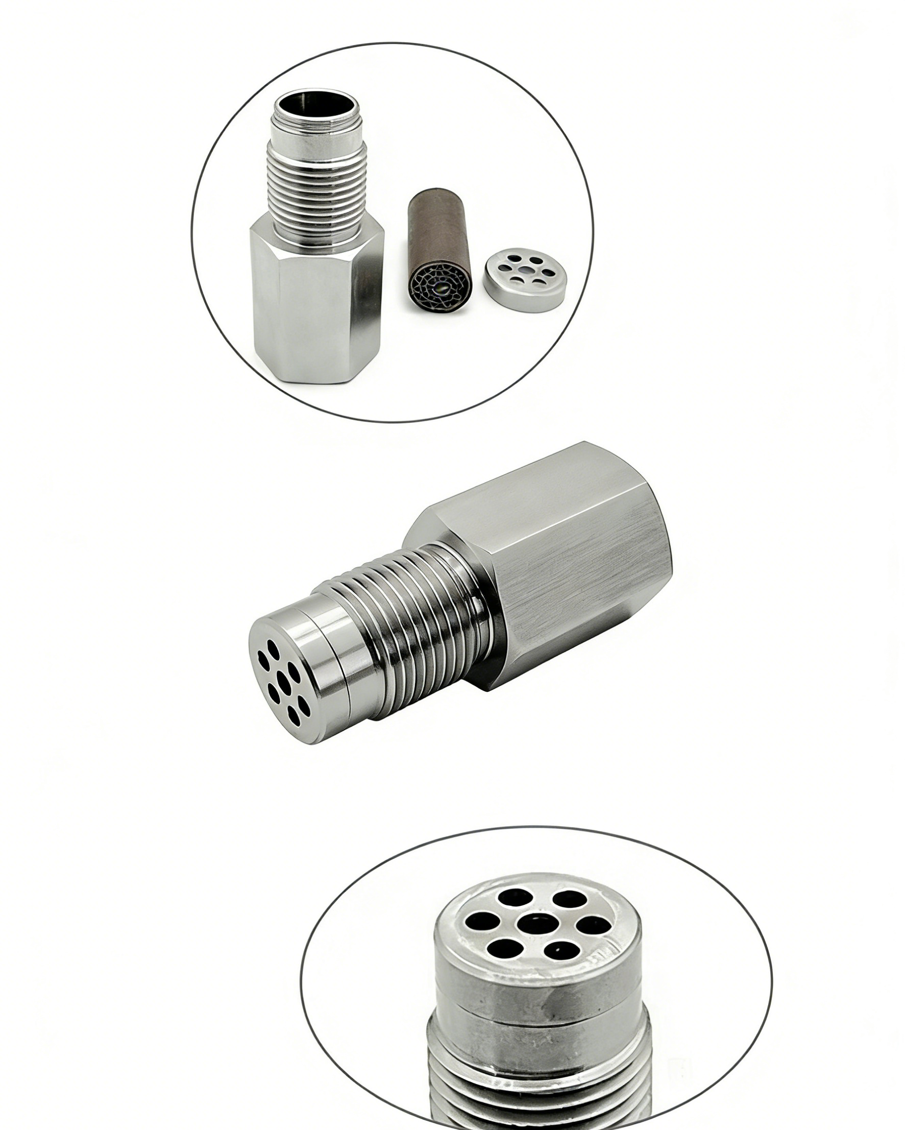 Penyambung Sensor Oksigen Stainless Steel dengan Mini Catalytic Converter | Selesaikan Masalah Lampu Engine Menyala & Kereta Semput | Aksesori Ekzos Kereta Tahan Karat