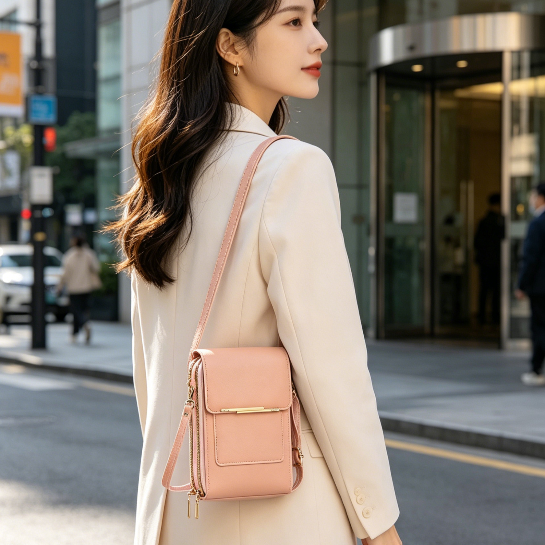 Multi-Functional Touchscreen Zipper Pouch | 3-in-1 Phone Purse & Cardholder | Anti-Theft Crossbody Bag | Premium Vegan Leather