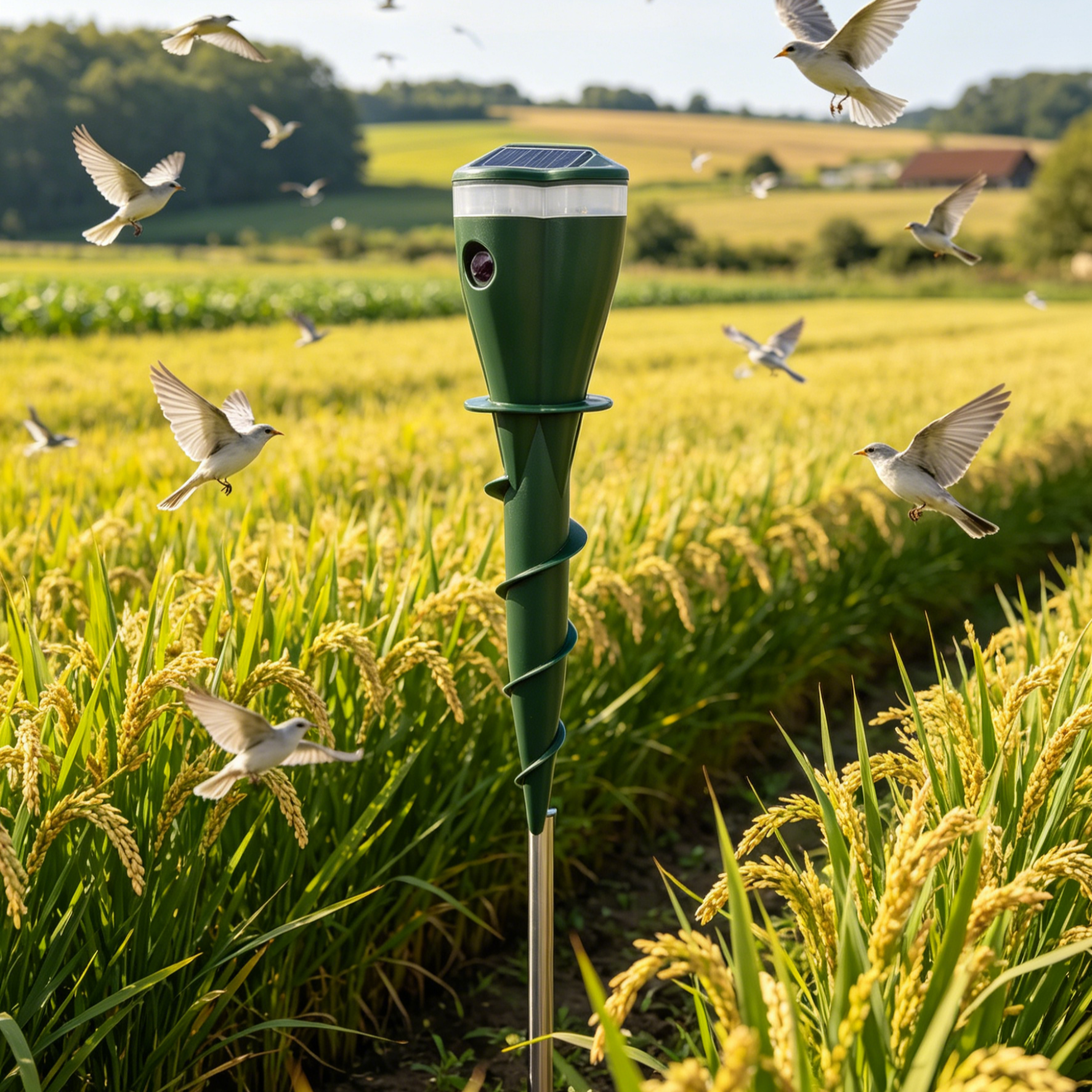 Solar Ultrasonic Repeller | Bird Deterrent Spike | Electronic Rodent Control | Gopher Chase Spike | Outdoor Pest Repeller | Solar Powered Bird Scarer | Farm Crop Protector