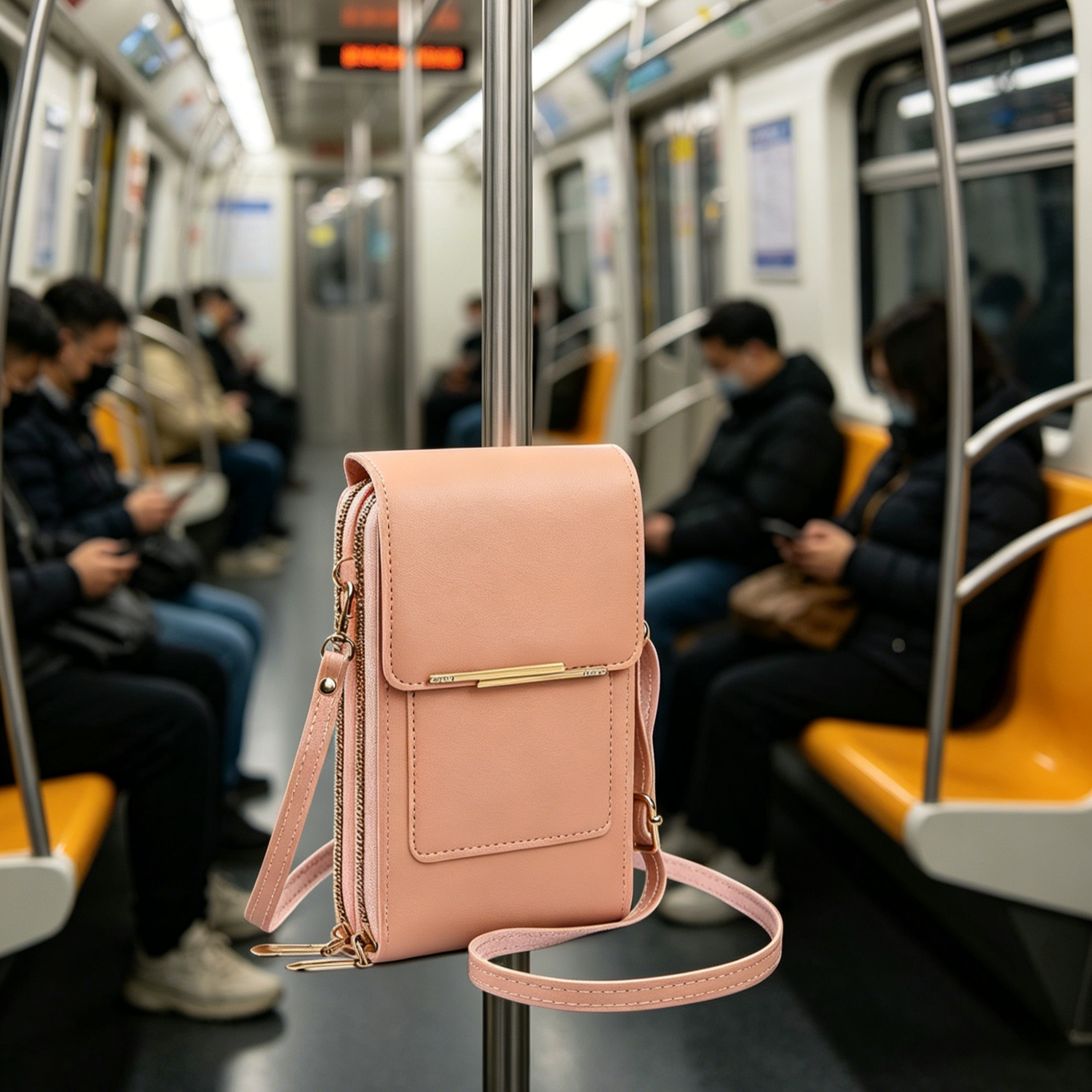 Multi-Functional Touchscreen Zipper Pouch | 3-in-1 Phone Purse & Cardholder | Anti-Theft Crossbody Bag | Premium Vegan Leather