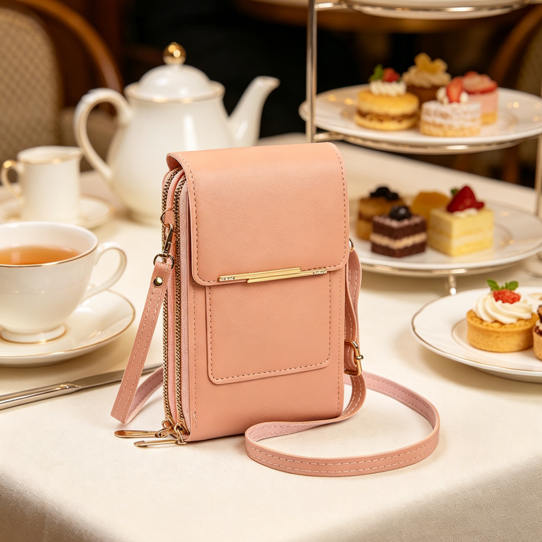 Multi-Functional Touchscreen Zipper Pouch | 3-in-1 Phone Purse & Cardholder | Anti-Theft Crossbody Bag | Premium Vegan Leather