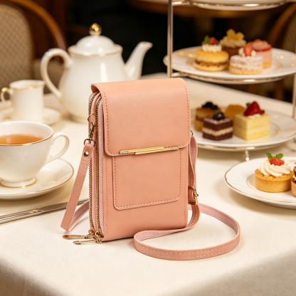 Multi-Functional Touchscreen Zipper Pouch | 3-in-1 Phone Purse & Cardholder | Anti-Theft Crossbody Bag | Premium Vegan Leather