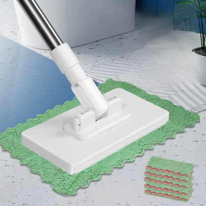 Automatic Grip Towel Mop 2.0 | 100% Hands-Free Cleaning | Universal Clip for Old Towels, Wipes & Kitchen Paper | 360° Rotating Head for Floor, Tile & Glass | Free Disposable Wipes Set