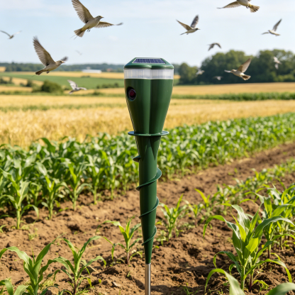 Solar Ultrasonic Repeller | Bird Deterrent Spike | Electronic Rodent Control | Gopher Chase Spike | Outdoor Pest Repeller | Solar Powered Bird Scarer | Farm Crop Protector