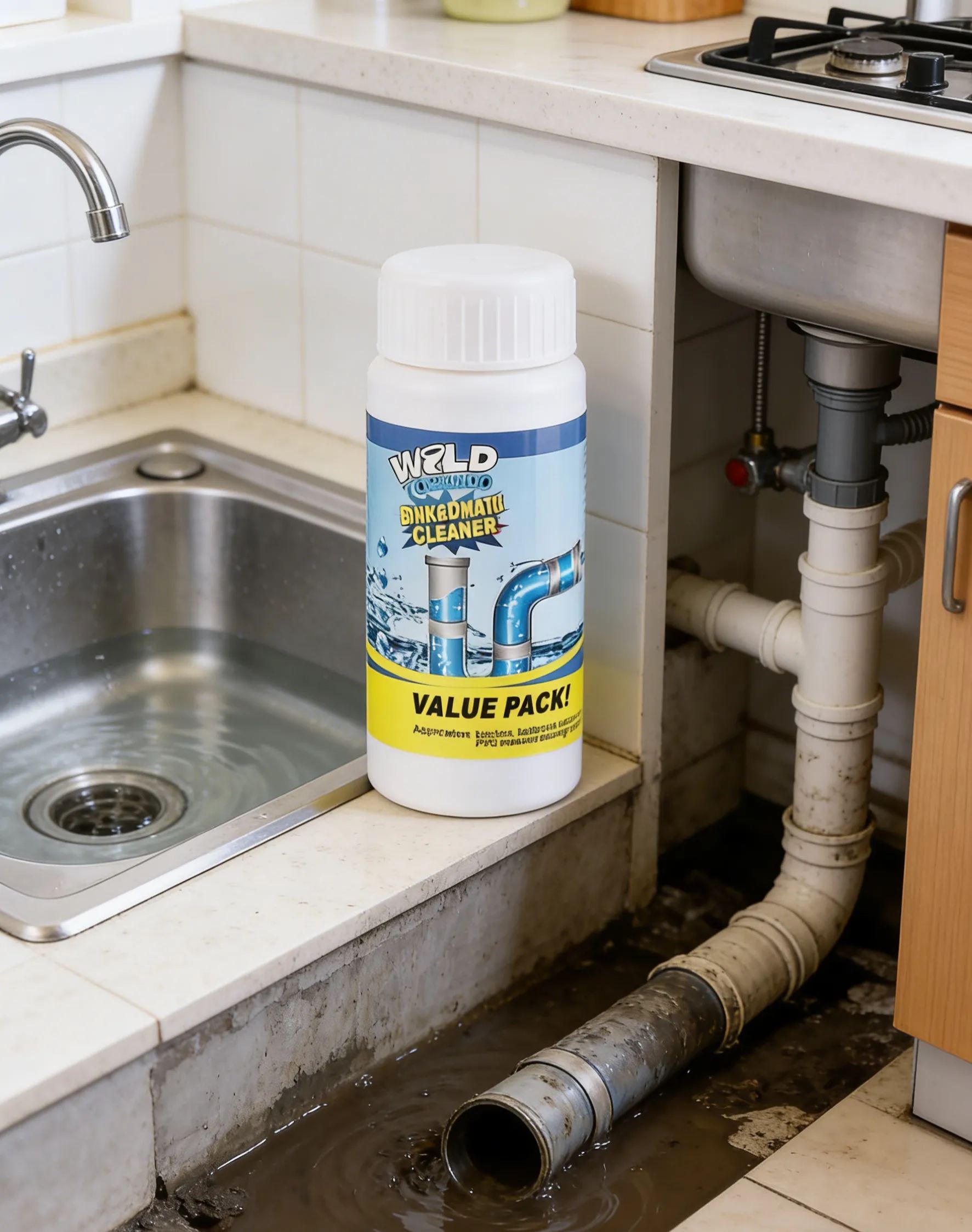 Wild Tornado Powerful Drain Cleaner | Rapid Foam Clog Remover for Kitchen, Bathroom & Toilet | Dissolves Hair, Grease & Food Residue | Pipe-Safe Formula & Odour Eliminator