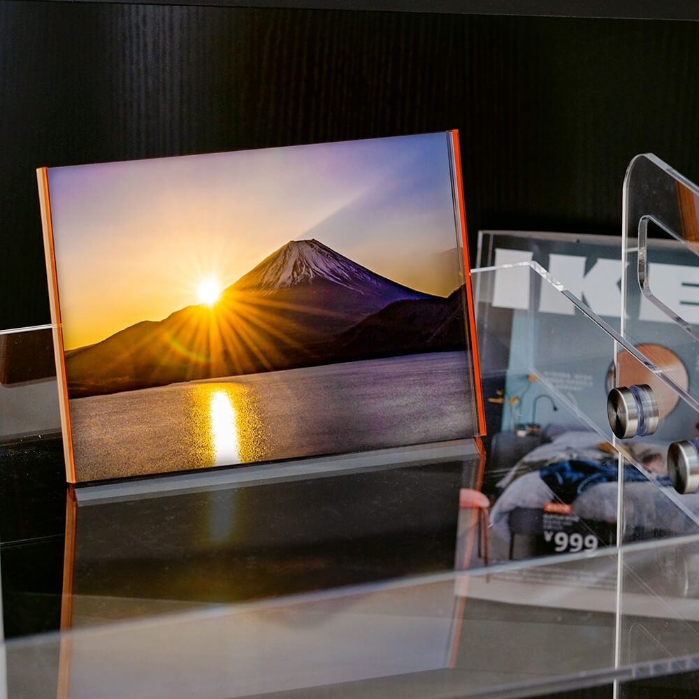 アクリルフレーム 写真立て 2l アクリル フォトフレーム 2L L アクリルフォトフレーム 色紙額 写真フレーム デッサン額 額縁 ハガキサイズ 写真額 結婚祝い 写真パネル 油絵額縁 卓上 フォトスタンド スタンド棒付き  縦置き 横置き