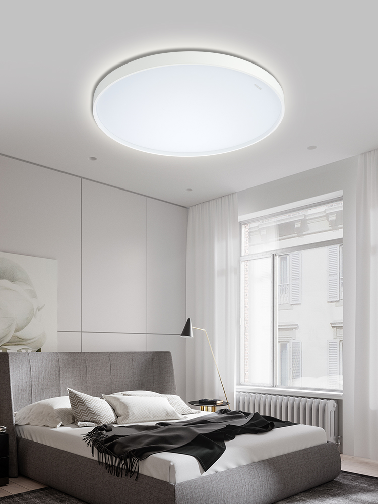 臥室吸頂燈現代簡約房間燈具書房護眼兒童燈圓形星環彩色