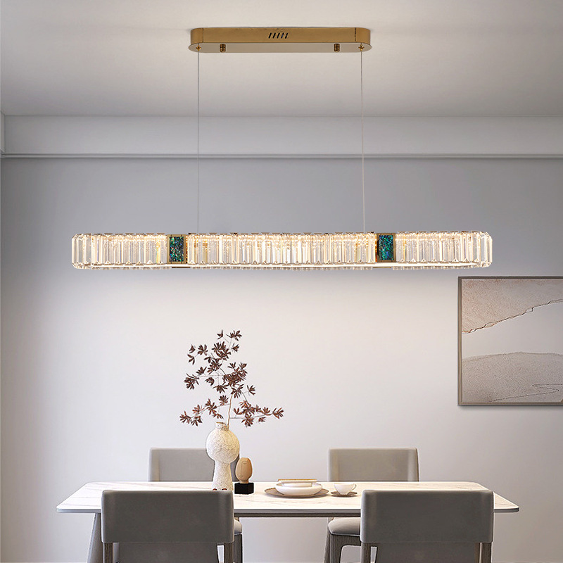 輕奢餐廳吊燈長方形水晶後現代簡約長條創意過道走廊新款吊燈