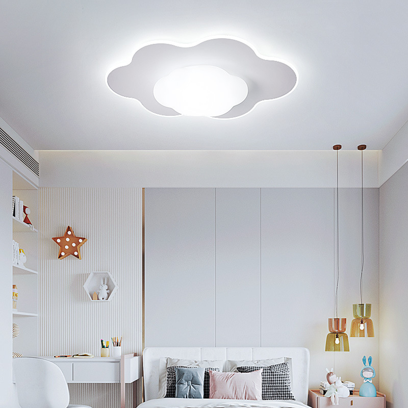 創意雲朵兒童房燈奶油風臥室燈卡通護眼led吸頂燈男孩女孩房間燈