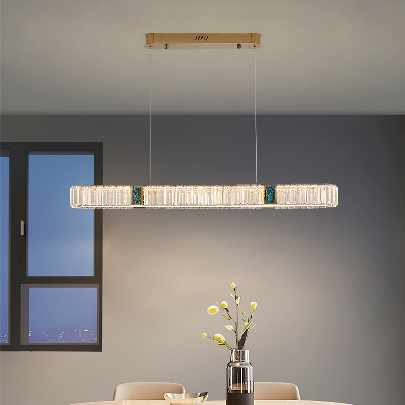 輕奢餐廳吊燈長方形水晶後現代簡約長條創意過道走廊新款吊燈