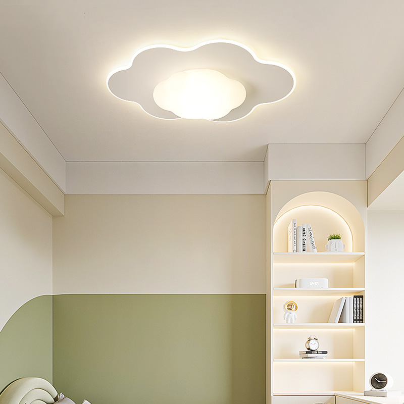 創意雲朵兒童房燈奶油風臥室燈卡通護眼led吸頂燈男孩女孩房間燈