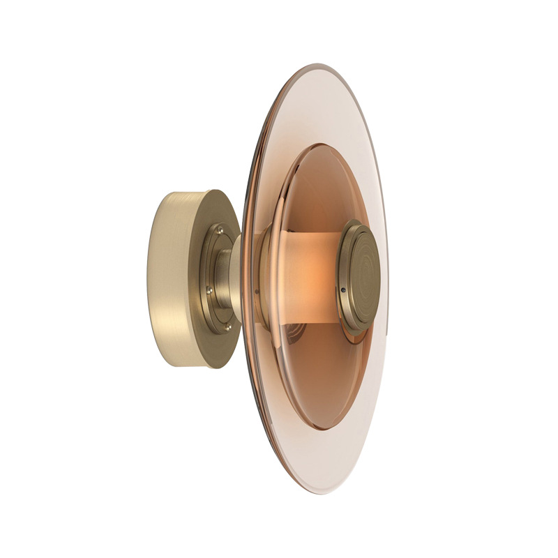 設計師臥室床頭書房北歐客廳酒店走廊圓形網紅輕奢玻璃飛碟壁燈