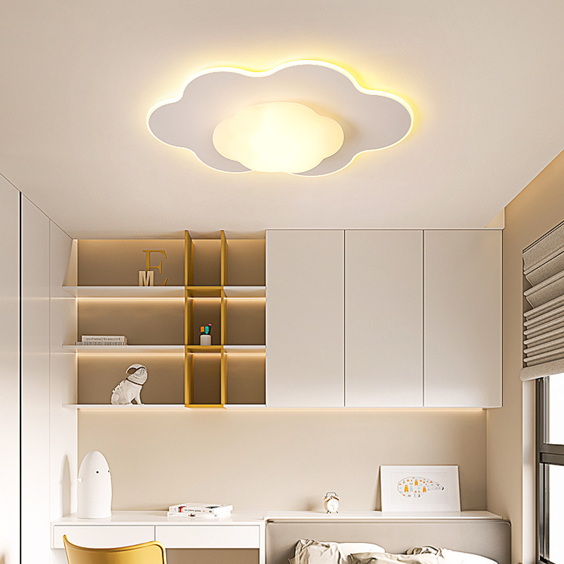 創意雲朵兒童房燈奶油風臥室燈卡通護眼led吸頂燈男孩女孩房間燈