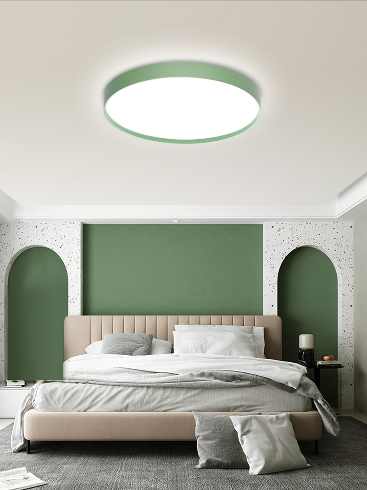 臥室吸頂燈現代簡約房間燈具書房護眼兒童燈圓形星環彩色