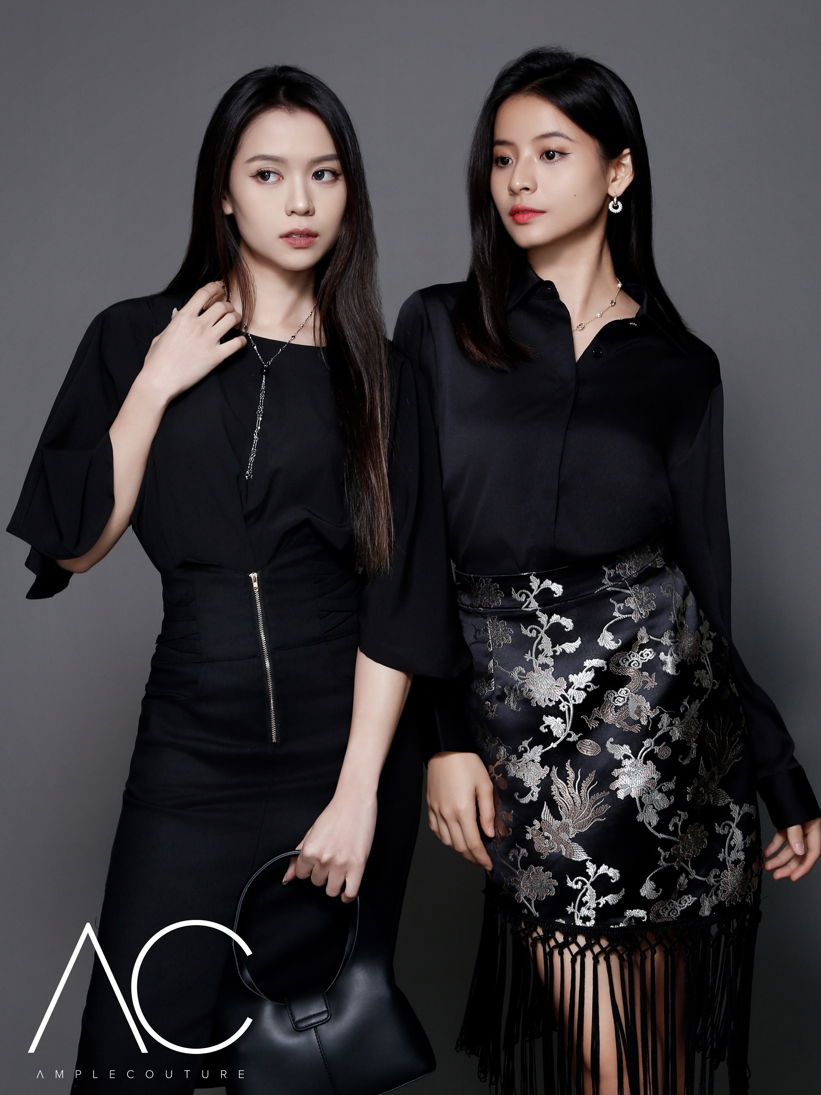 Front Zip Front Pocket Midi Skirt DJ036