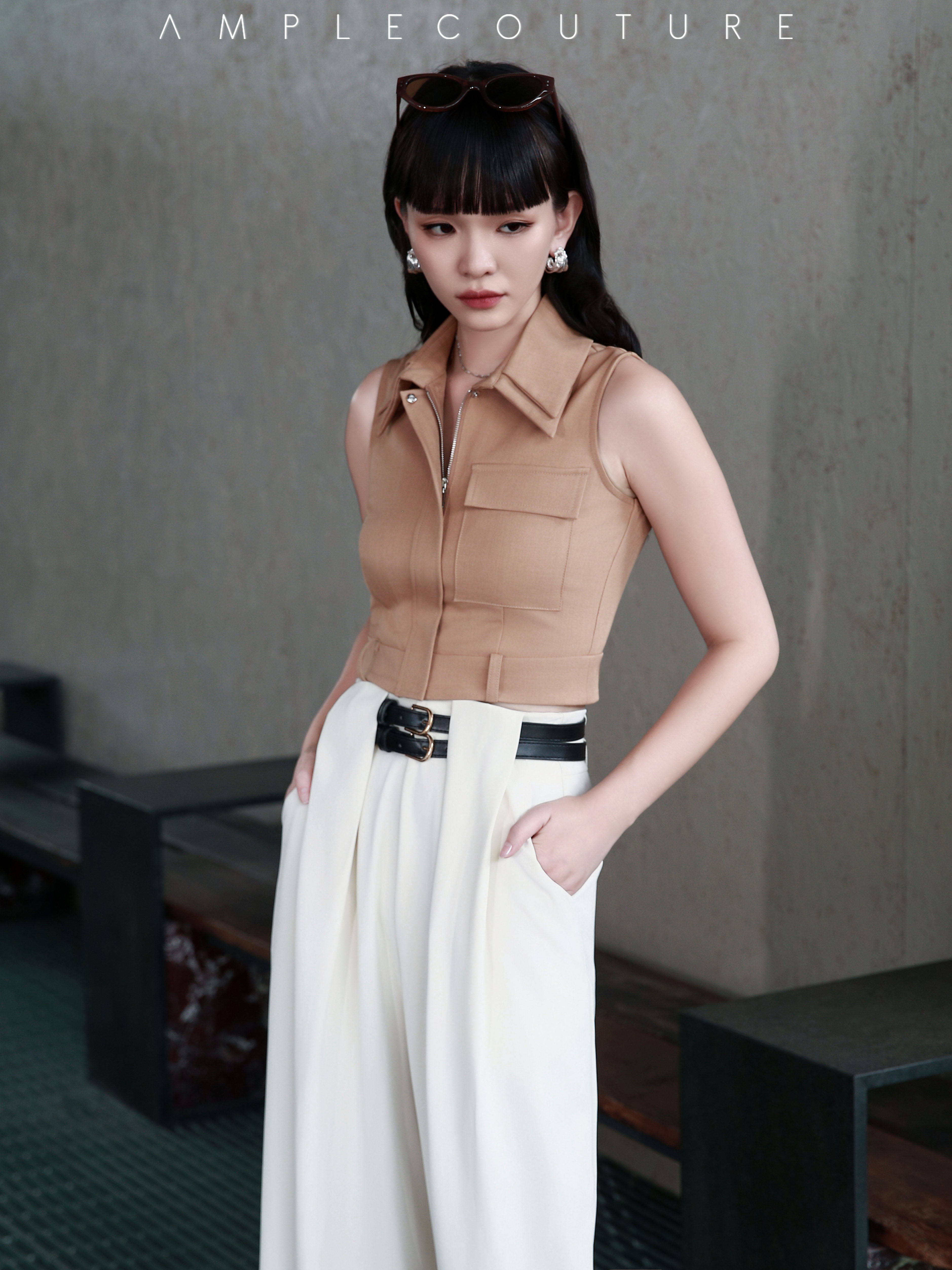 Sleeveless With Belt Top AC912