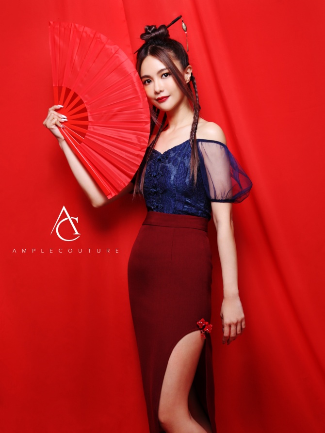 High Waist High Split With Flower Skirt AC061