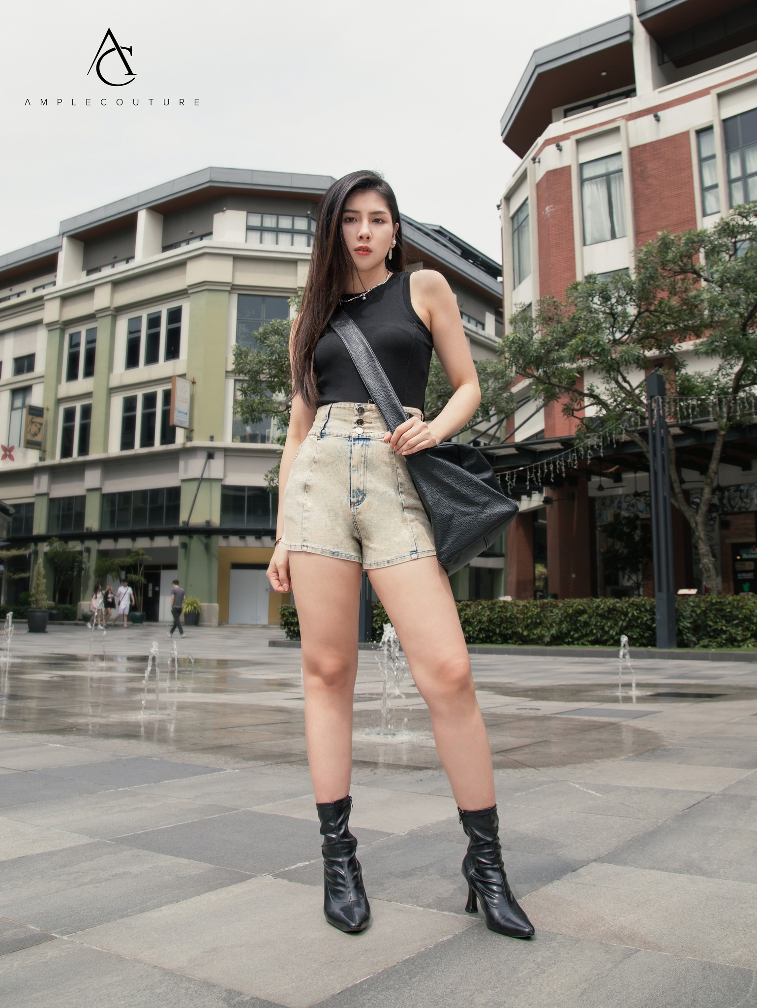 Denim Side Pocket With Belt Short Pants 33902