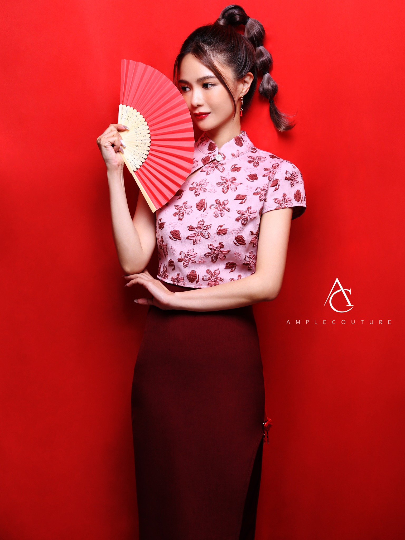 High Waist High Split With Flower Skirt AC061