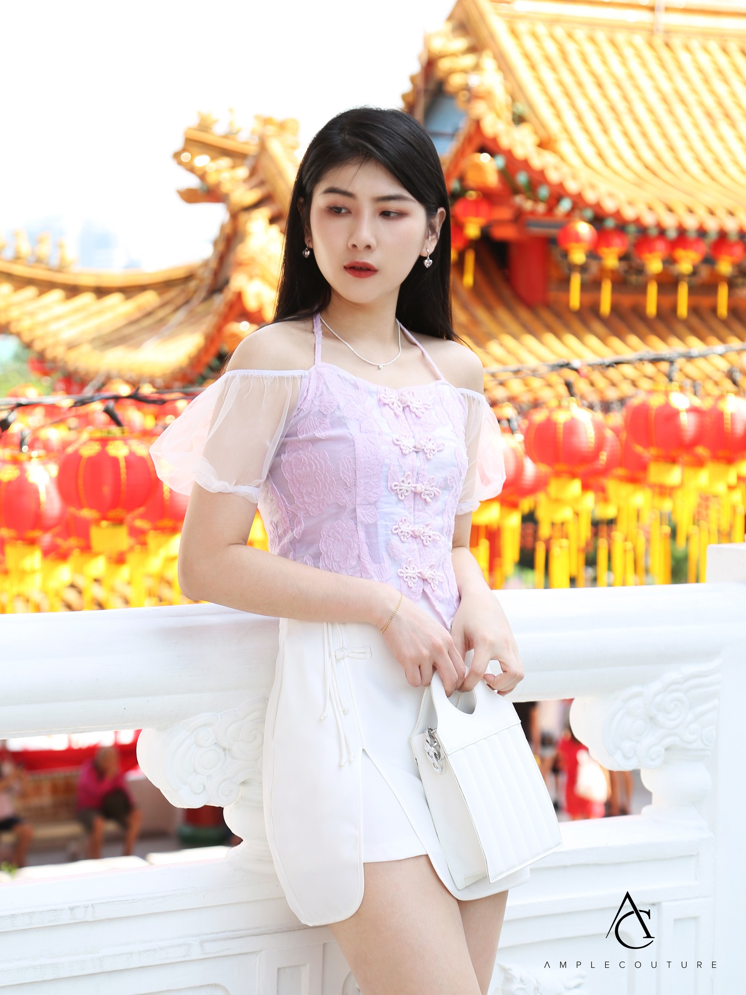 High Waist Decorative Button With Split Skirt AC063