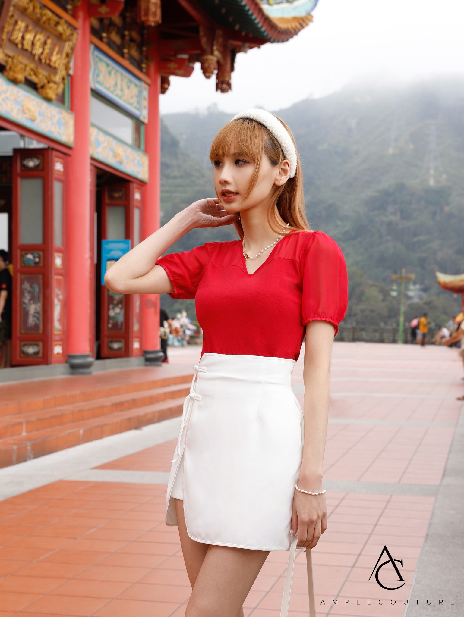 High Waist Decorative Button With Split Skirt AC063