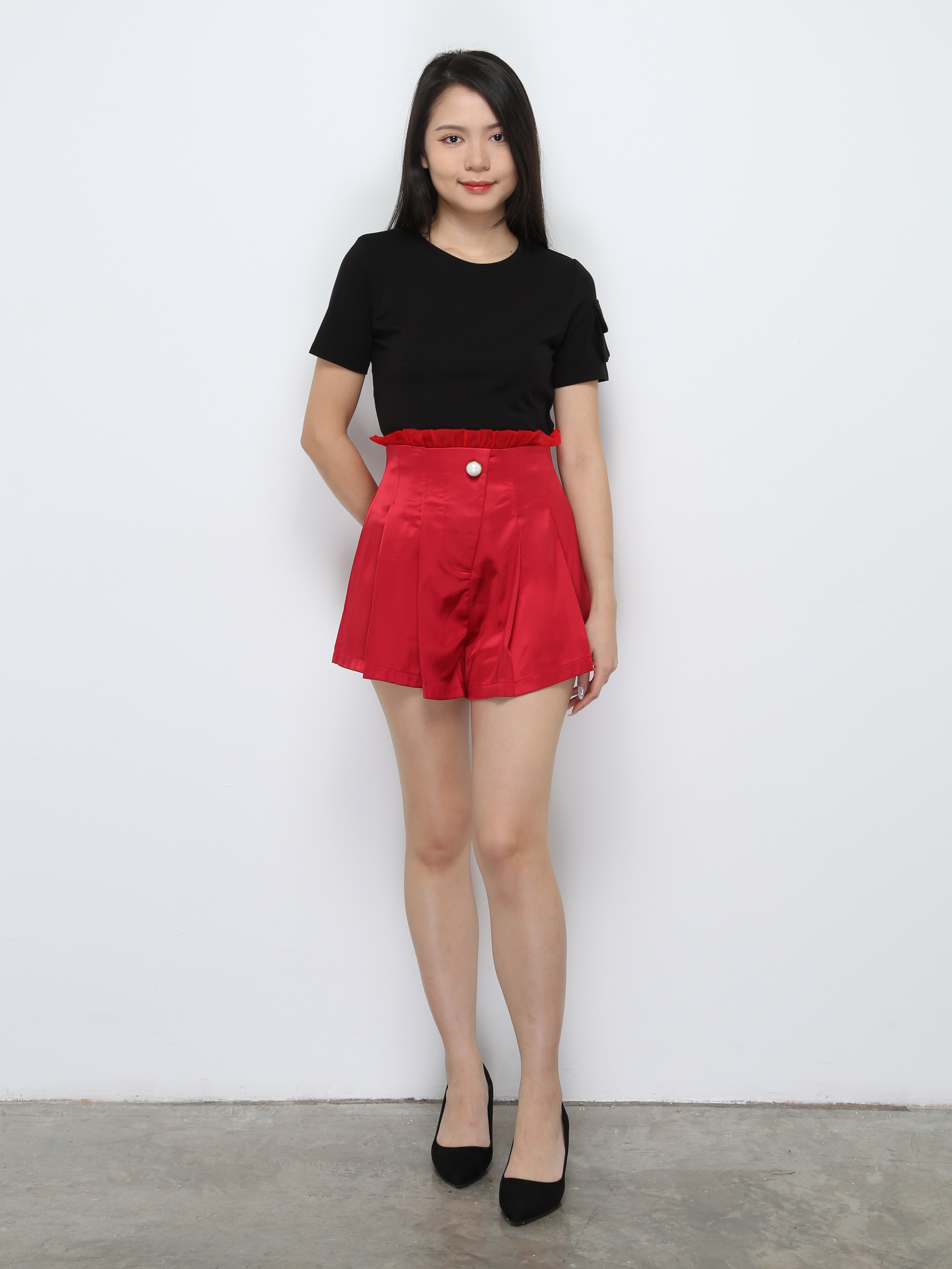 Front Button Pleated Short Pant 33057