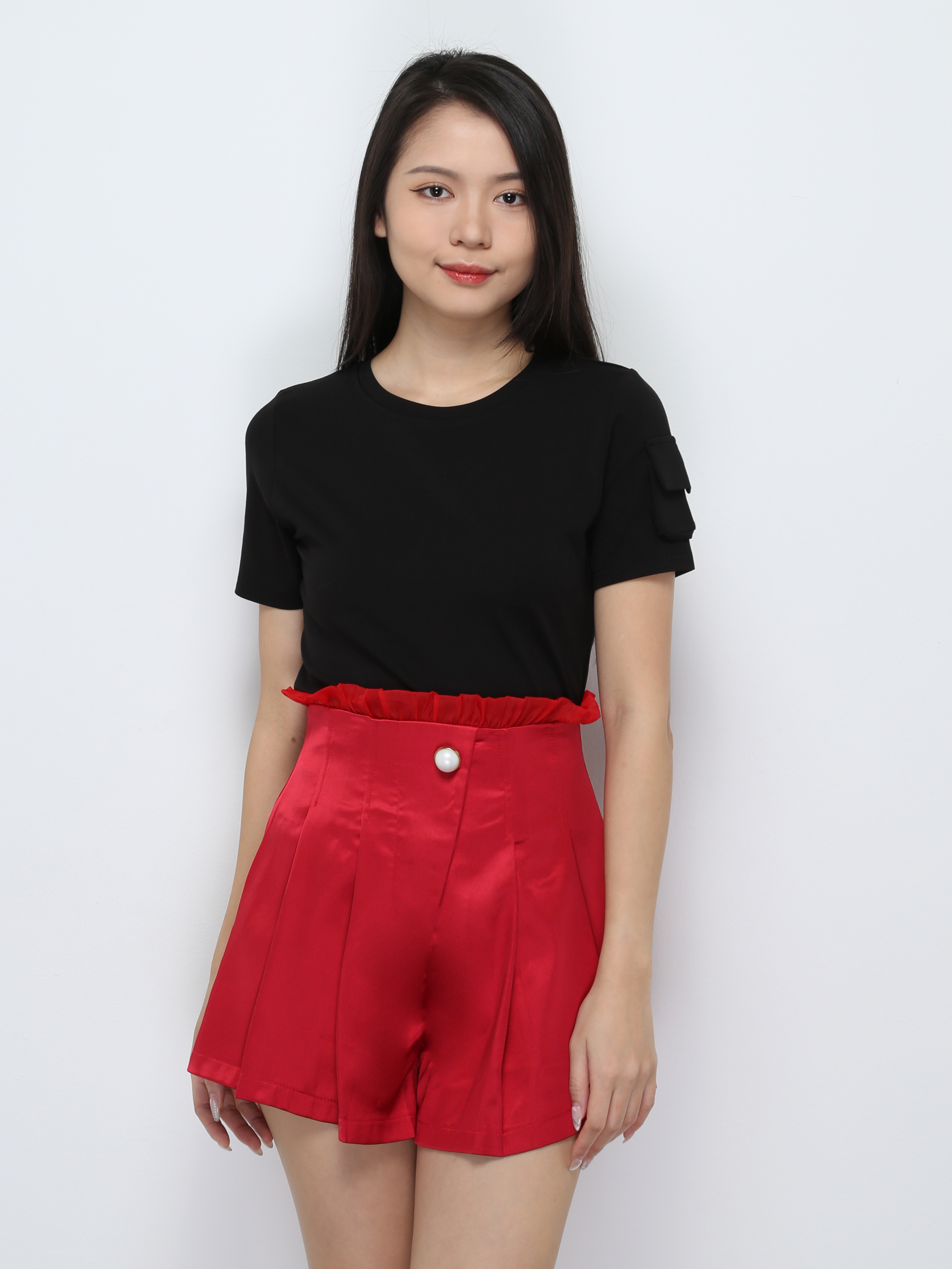 Front Button Pleated Short Pant 33057