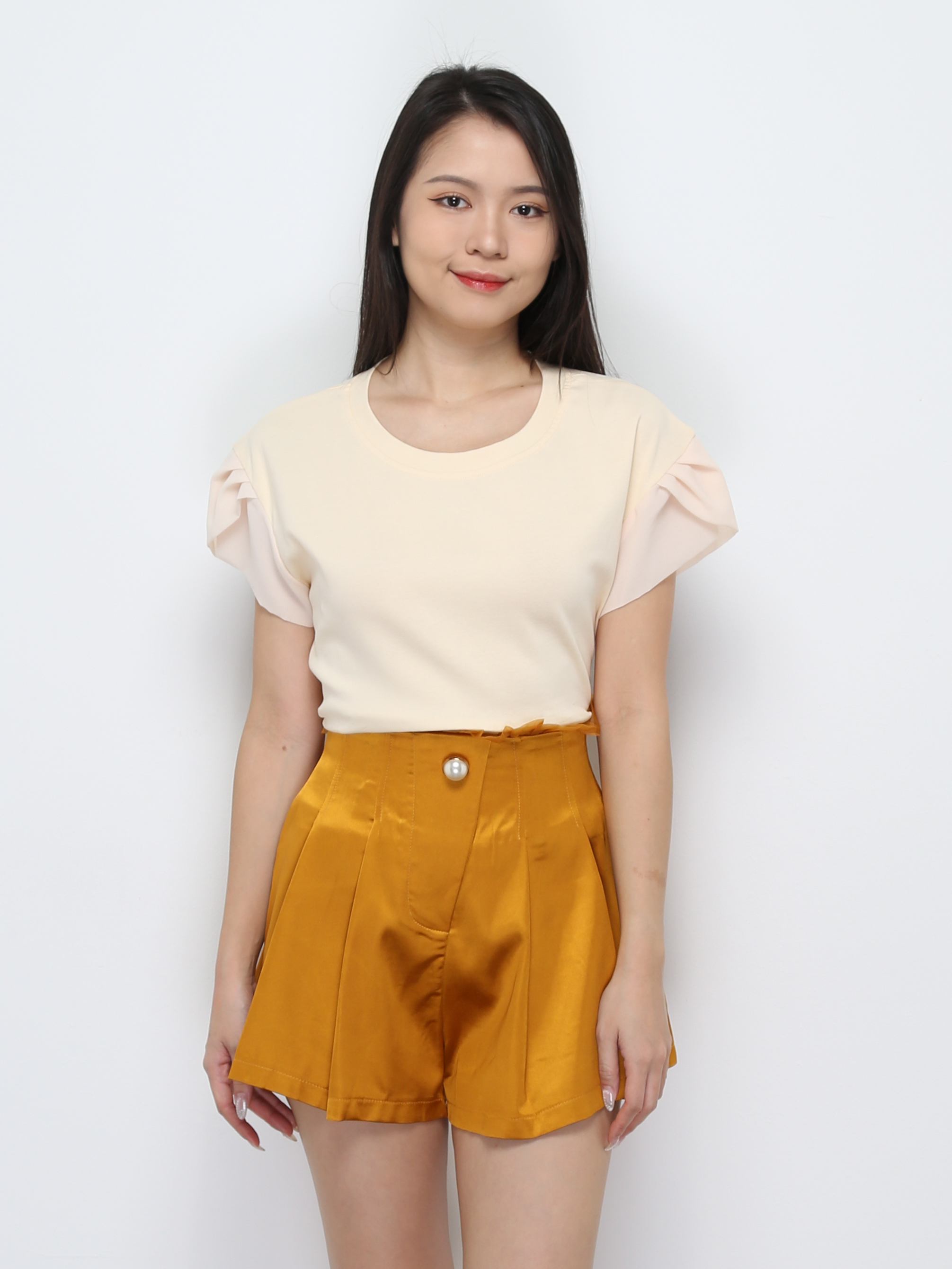 Front Button Pleated Short Pant 33057