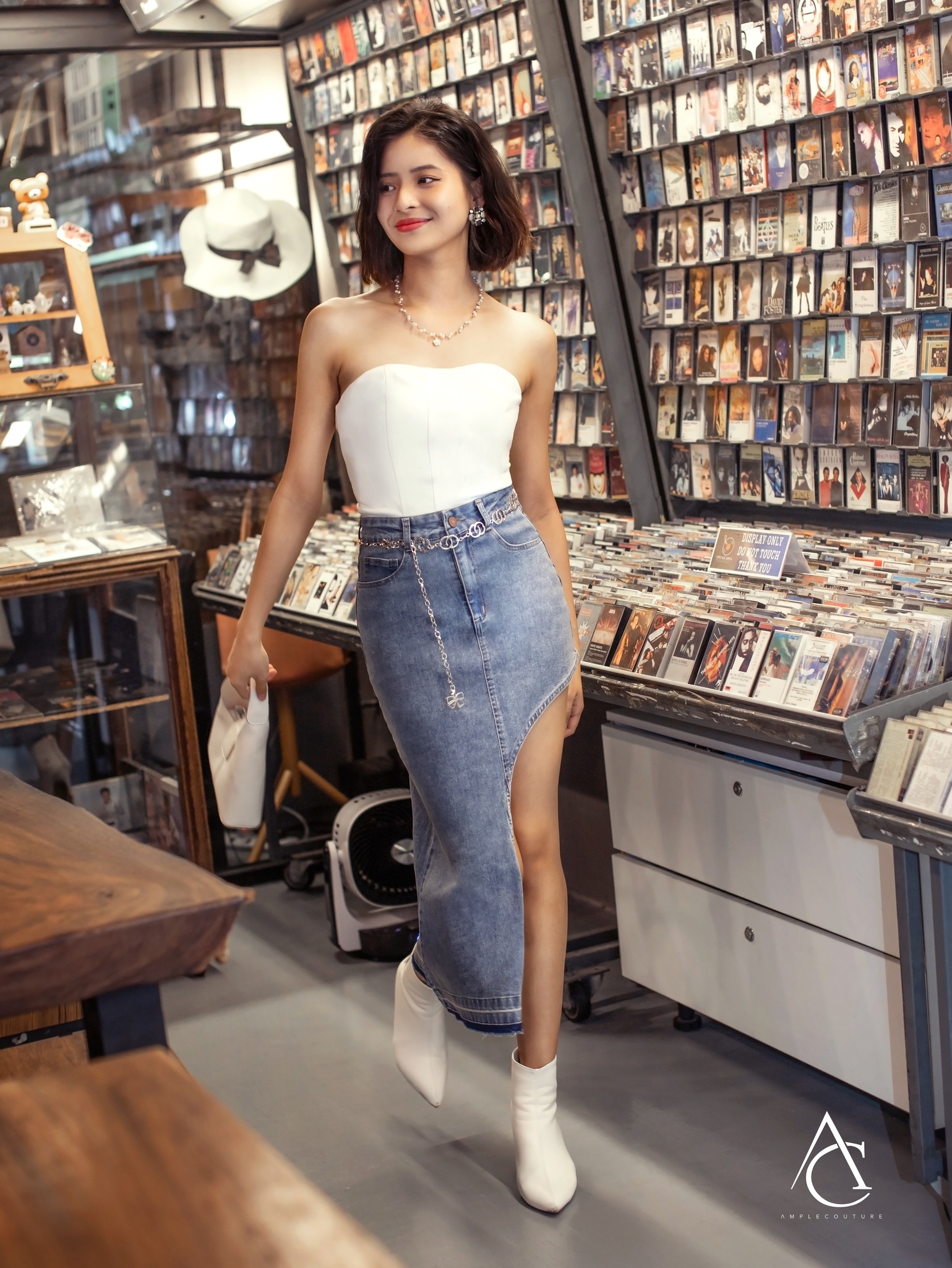 Denim Irrgular Long Skirt 33678