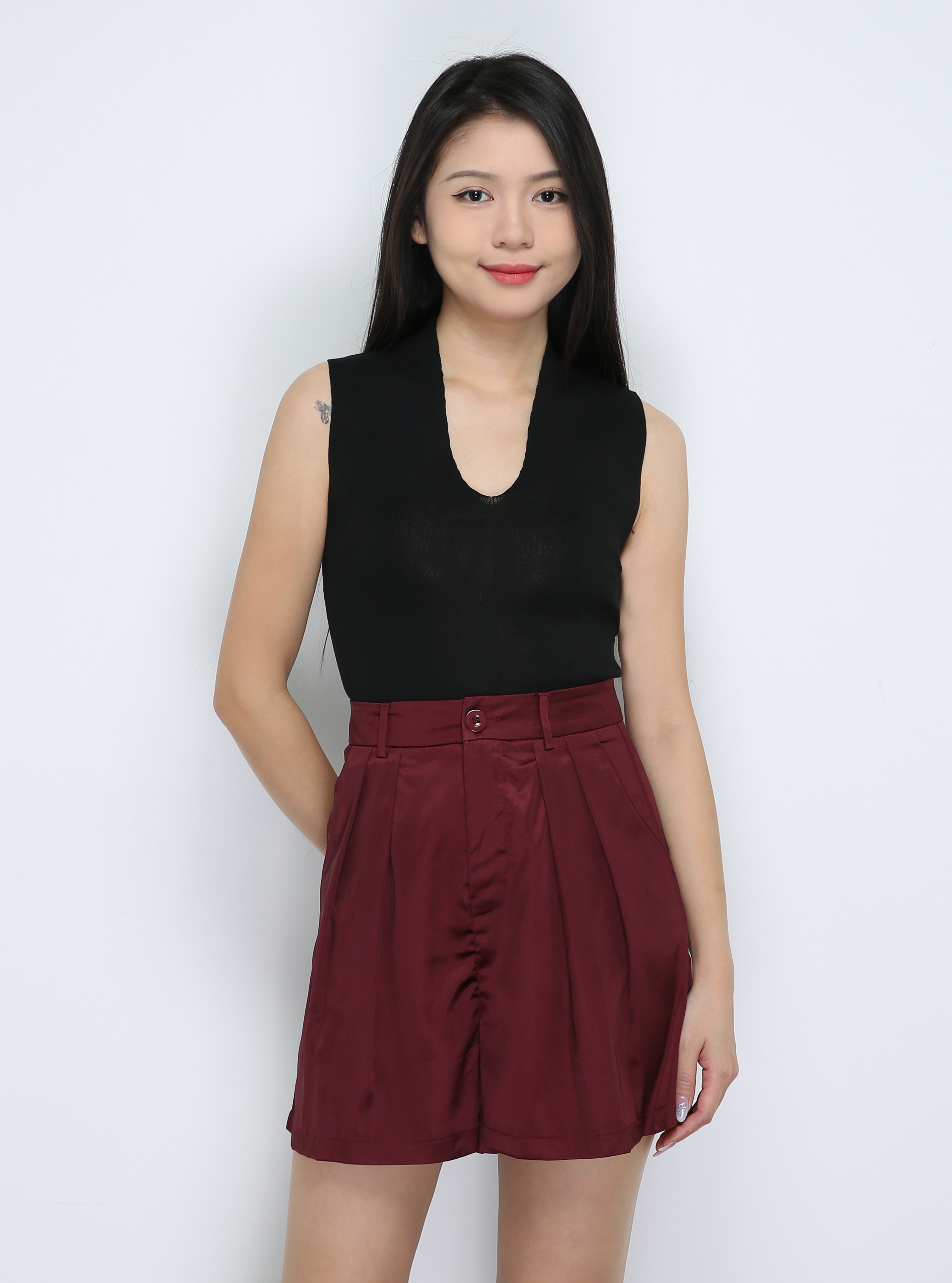 High Waist Side Pocket Short Pants 33672