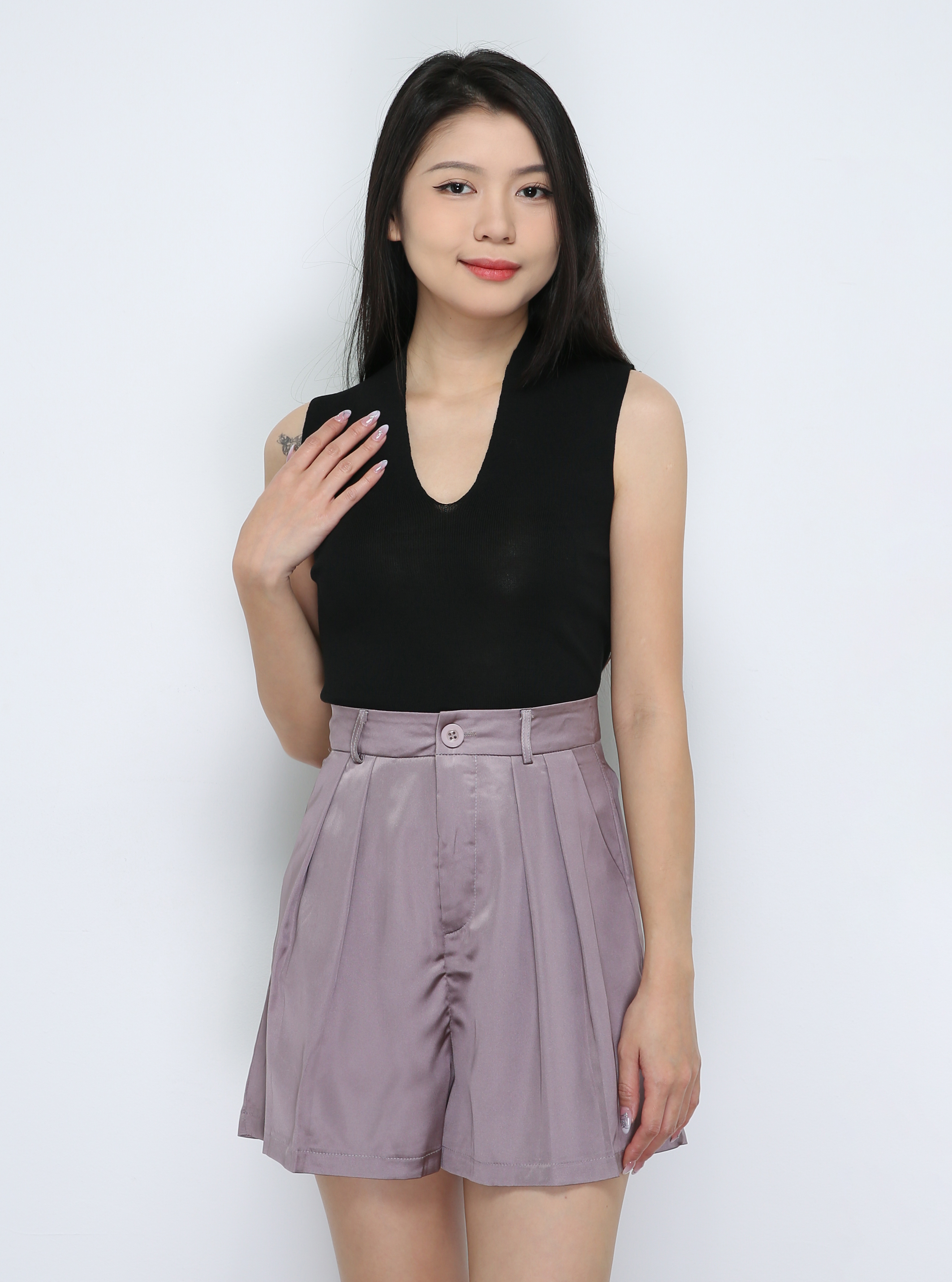 High Waist Side Pocket Short Pants 33672