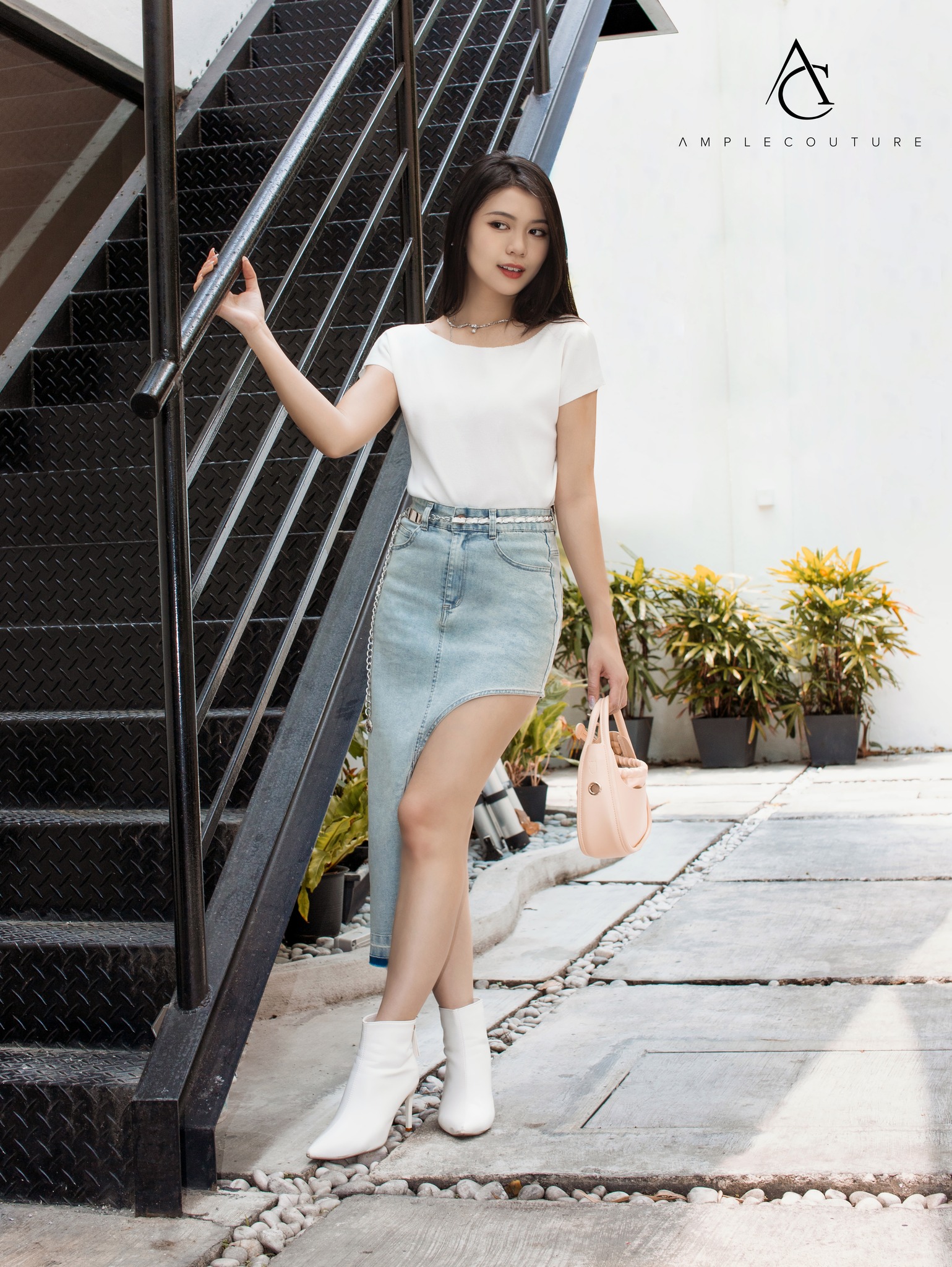 Denim Irrgular Long Skirt 33678