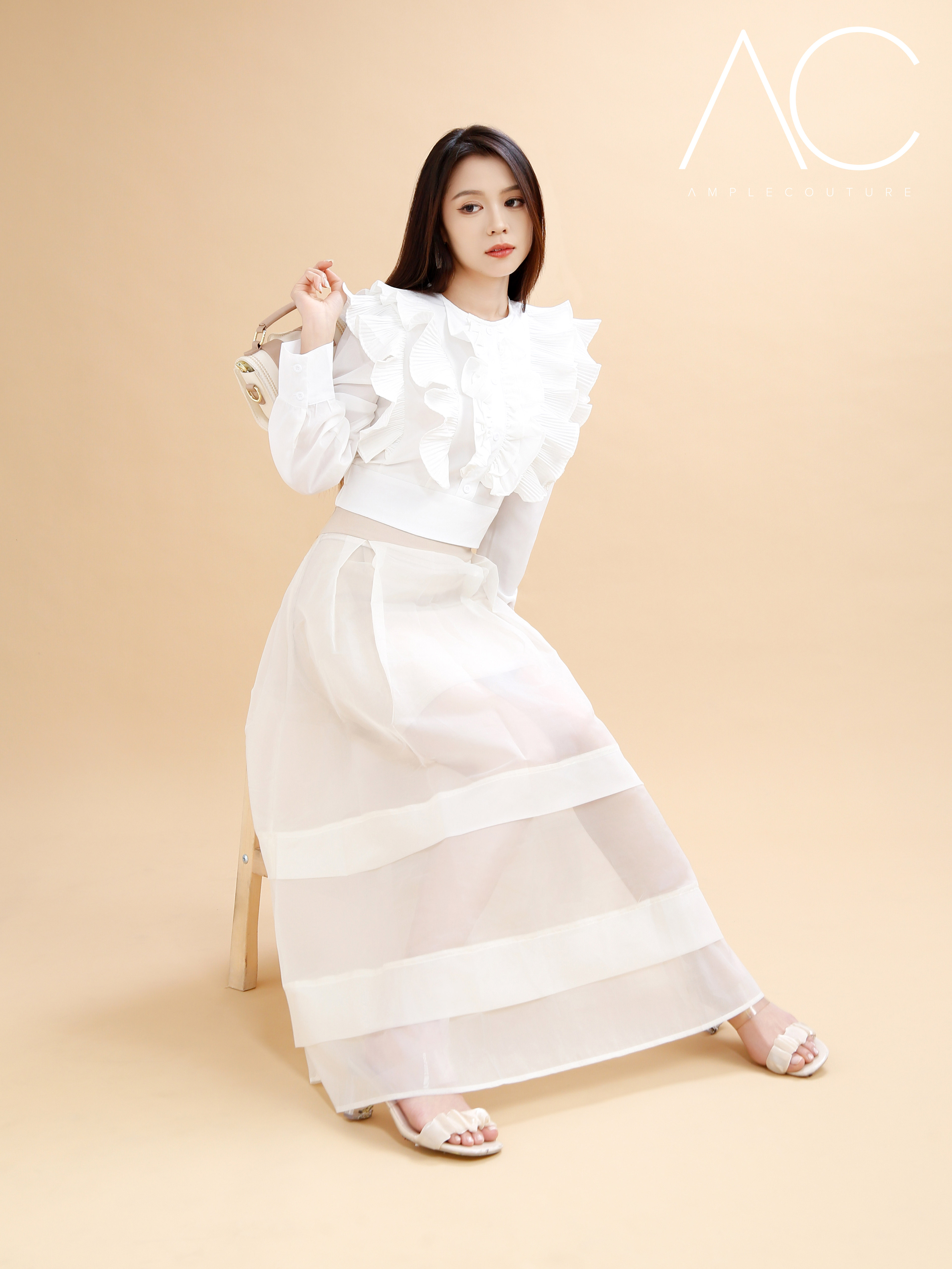 High Waist With Net Long Skirt AC423