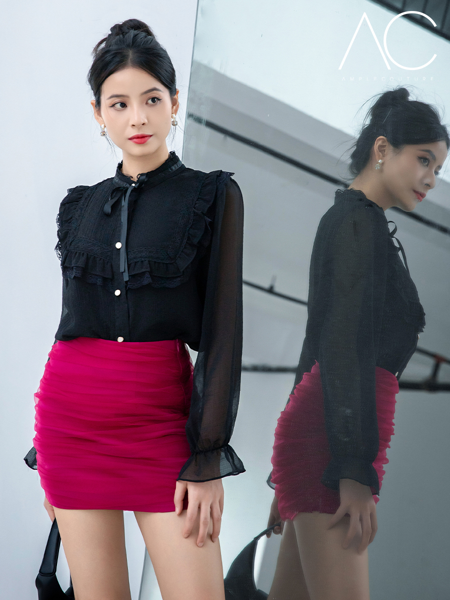 Chiffon Side Zip Skirt Pant AC821