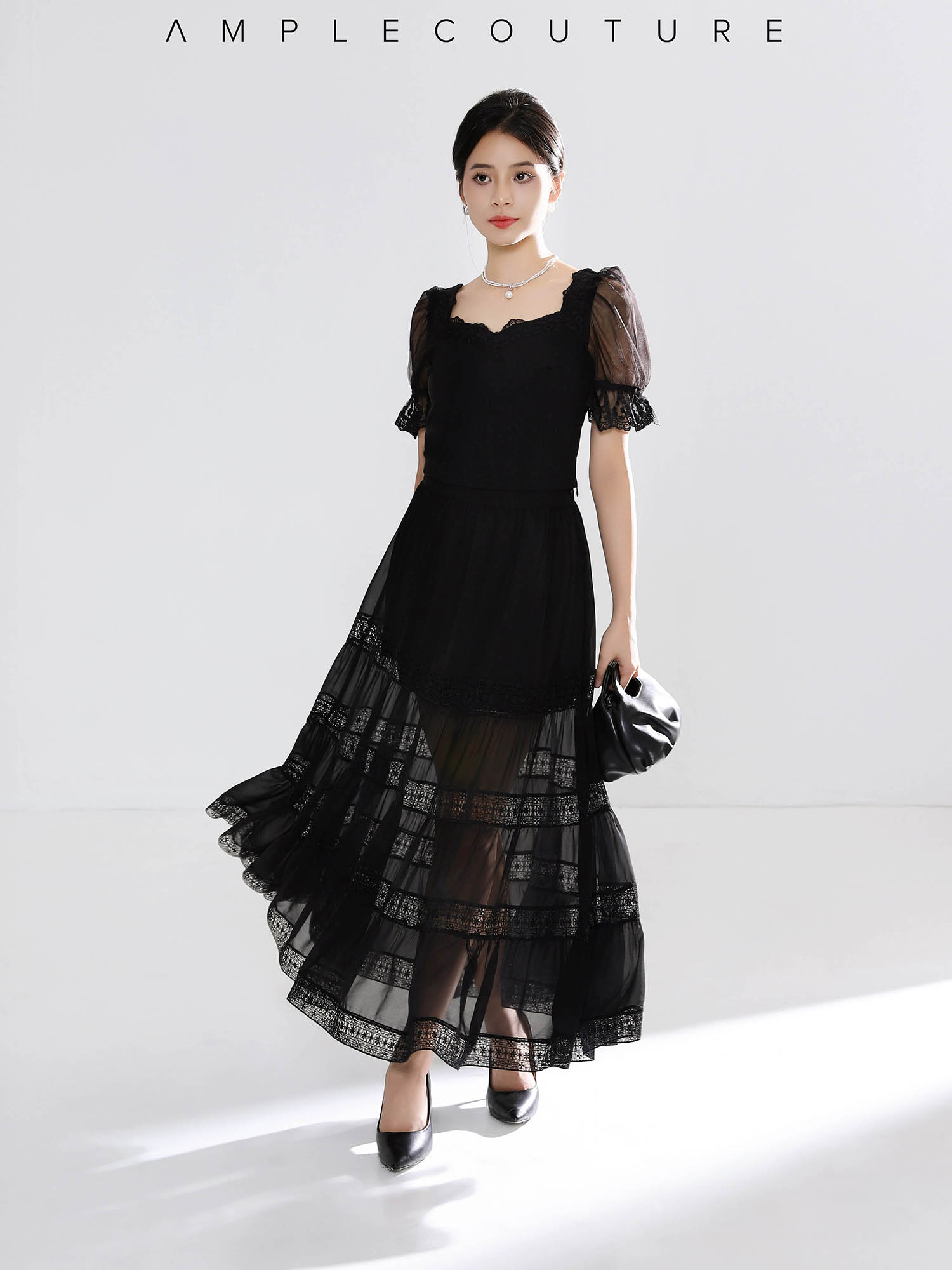 Elegant Eyelet Net Top AC834