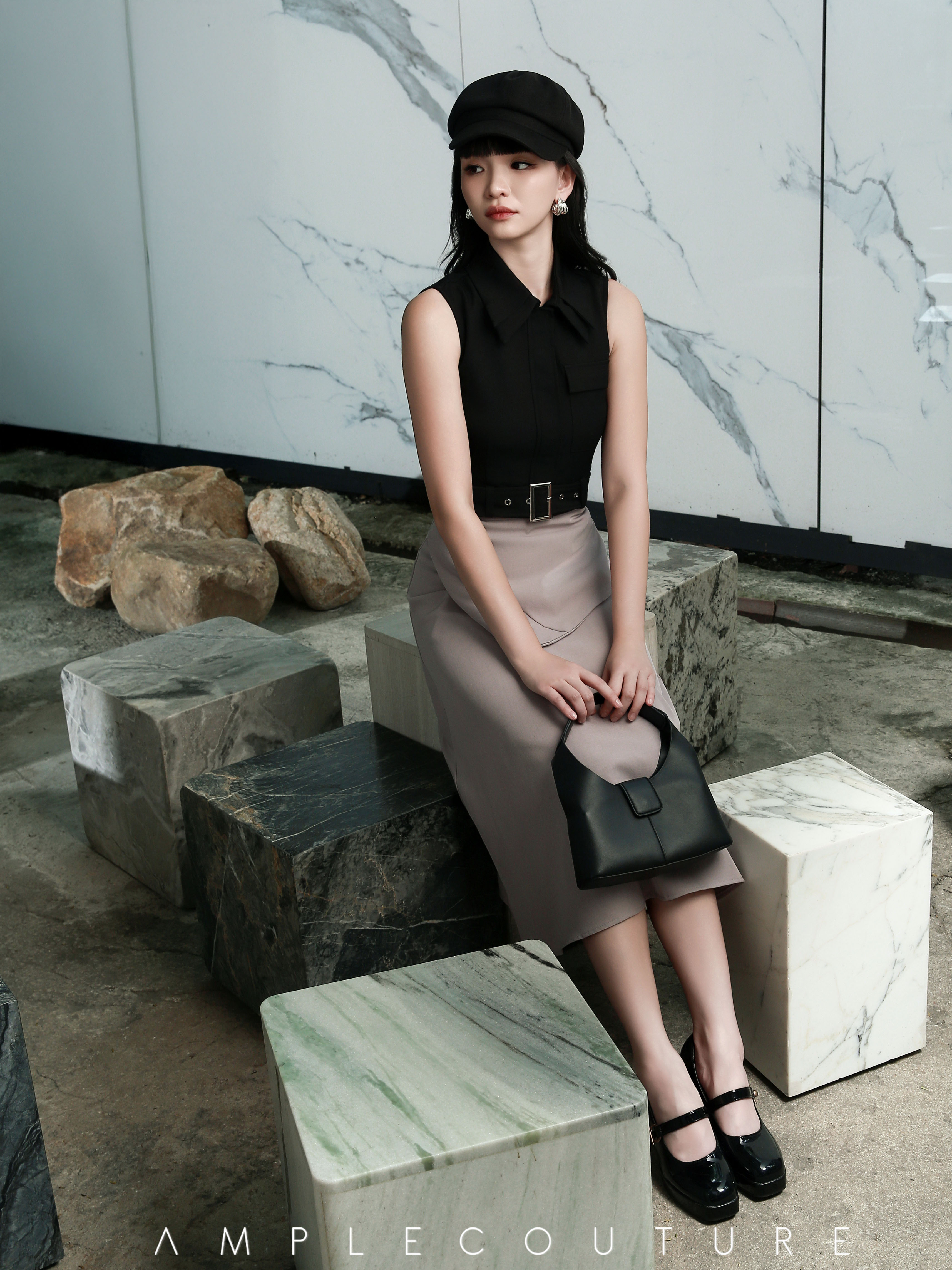 Sleeveless With Belt Top AC912