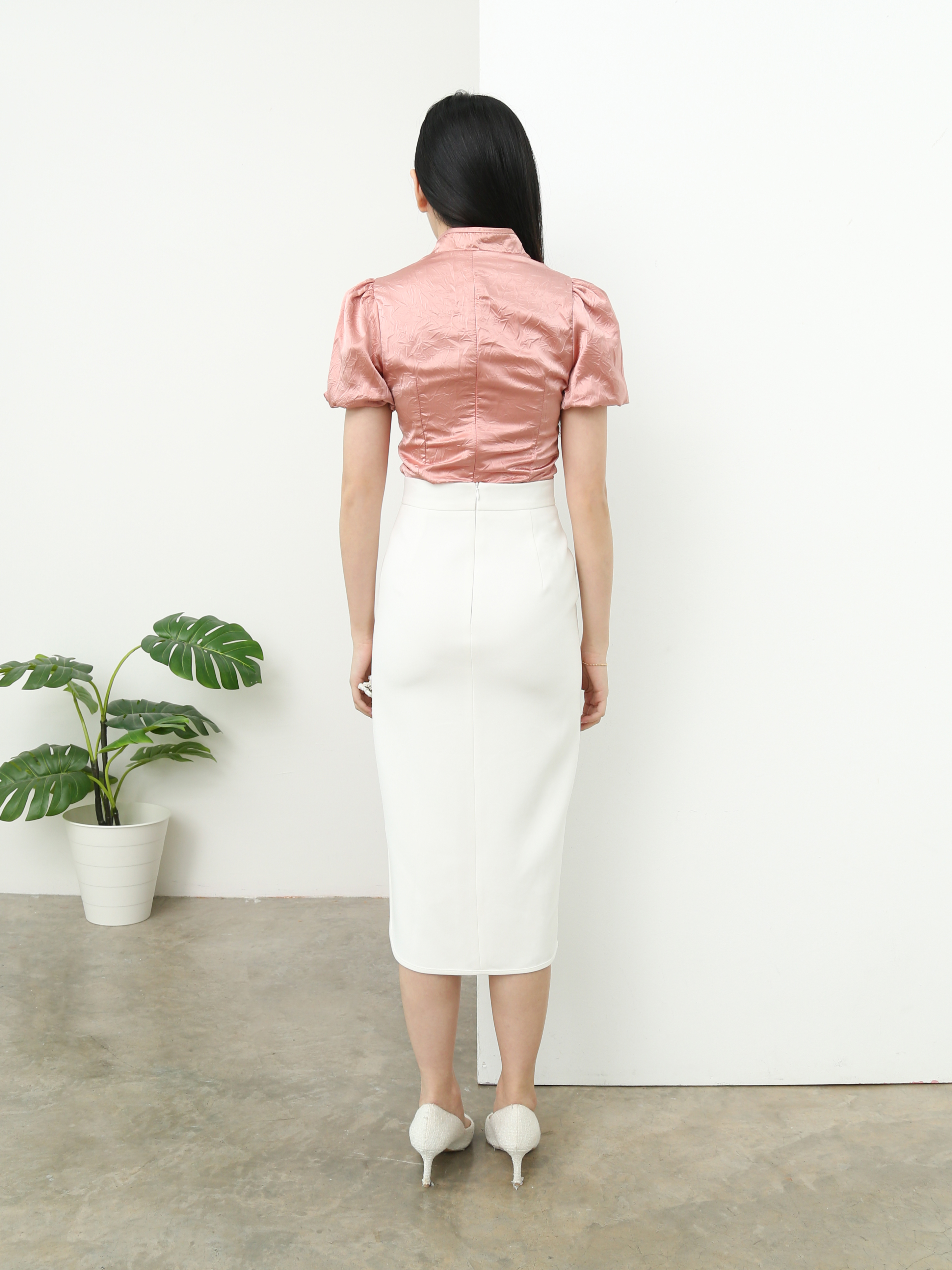 High Waist High Split With Flower Skirt AC061